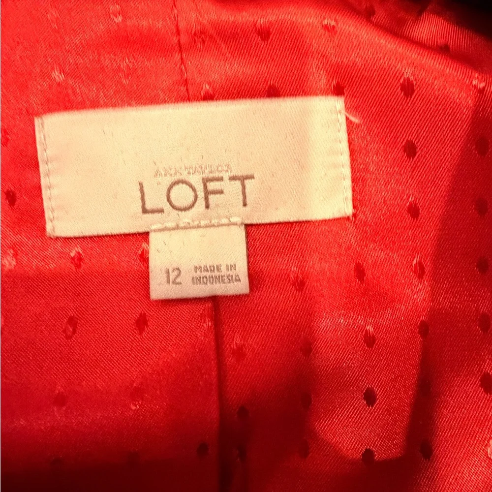 LOFT‎ Red Structured Blazer Jacket Size 12 Tailored Career Classic